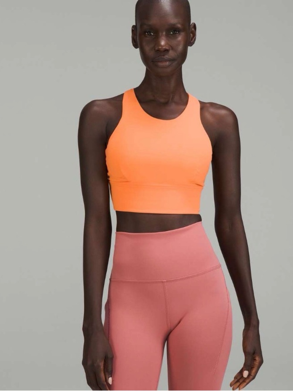 Lululemon Wunder Train Longline Bra Medium Support, C/D Cup Orange Frappe Sz 10